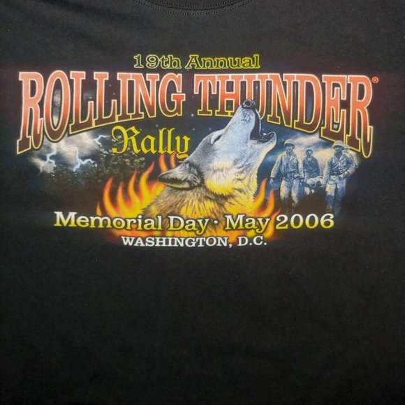 Rolling Thunder Motorcycle Rally 2006 Mens XL T Shirt Black Washington DC Wolf - Picture 2 of 6